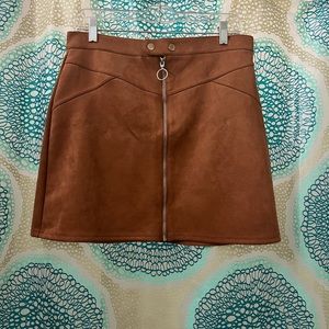 Brown suede mini skirt
